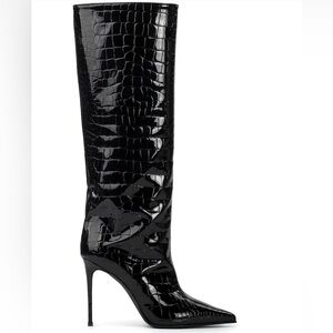 🐊 Micas Croc Embossed Knee High Boots Size 37 Brand New Never Worn